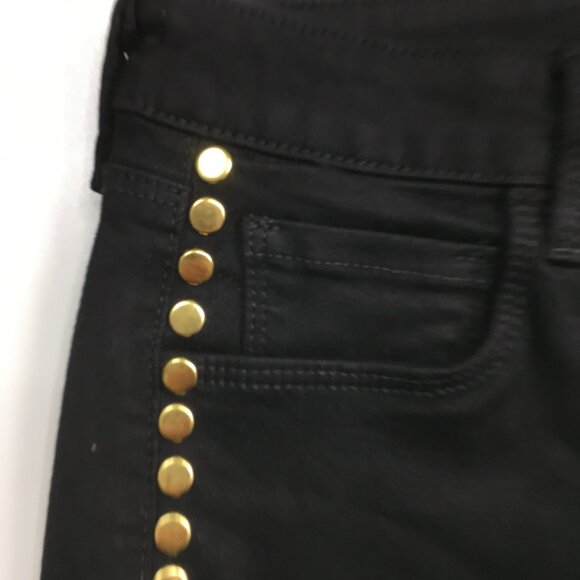 L'AGENCE Black Noir Wash Gold Studded Margot High Rise Slim Fit Skinny Jeans - Picture 5 of 9